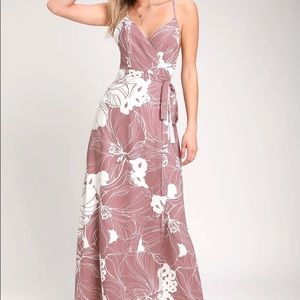 Always Mine Mauve and White Floral Print Wrap Maxi Dress. Worn once.
